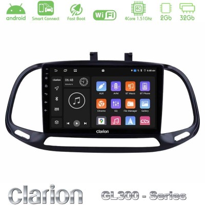 Clarion GL300 Series 4Core Android ClarionOS 2+32GB Fiat Doblo 2015-2022 Navigation Multimedia Tablet 9" Με Carplay & Android Au
