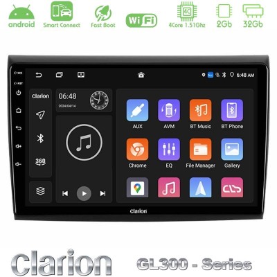 Clarion GL300 Series 4Core Android ClarionOS 2+32GB Fiat Bravo Navigation Multimedia Tablet 9" Με Carplay & Android Auto