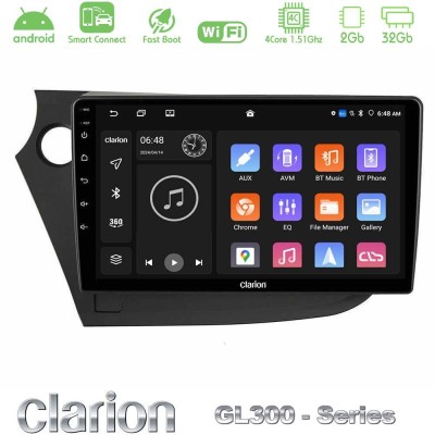 Clarion GL300 Series 4Core Android ClarionOS 2+32GB Honda Insight 2009-2015 Navigation Multimedia Tablet 9" Με Carplay & Android