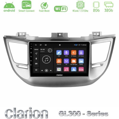 Clarion GL300 Series 4Core Android ClarionOS 2+32GB Hyundai Tucson 2015-2018 Navigation Multimedia Tablet 9" Με Carplay & Androi