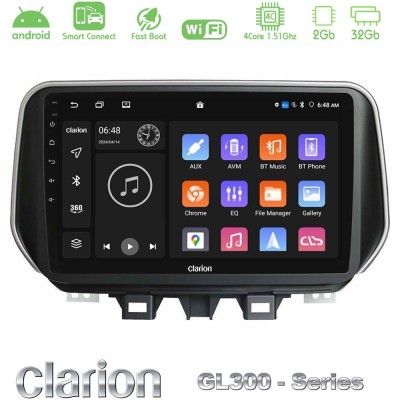 Clarion GL300 Series 4Core Android ClarionOS 2+32GB Hyundai Tucson 2019- Navigation Multimedia Tablet 9" Με Carplay & Android Au