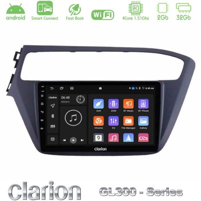Clarion GL300 Series 4Core Android ClarionOS 2+32GB Hyundai i20 2018-2020 Navigation Multimedia Tablet 9" Με Carplay & Android A
