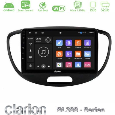 Clarion GL300 Series 4Core Android ClarionOS 2+32GB Hyundai i10 2008-2014 Navigation Multimedia Tablet 9" Με Carplay & Android A