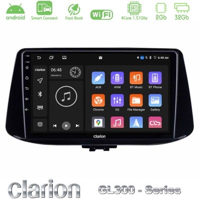 Clarion GL300 Series 4Core Android ClarionOS 2+32GB Hyundai i30 Navigation Multimedia Tablet 9" Με Carplay & Android Auto