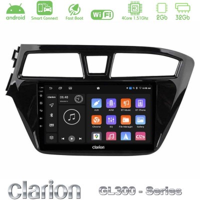 Clarion GL300 Series 4Core Android ClarionOS 2+32GB Hyundai i20 2014-2018 Navigation Multimedia Tablet 9" Με Carplay & Android A