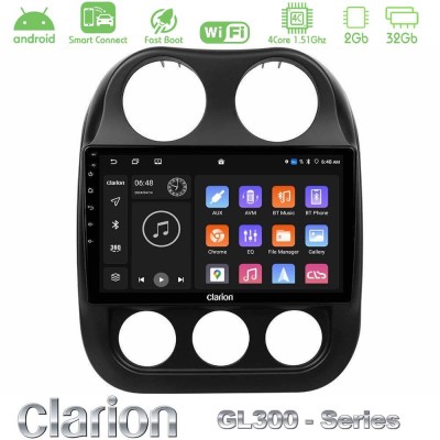 Clarion GL300 Series 4Core Android ClarionOS 2+32GB Jeep Compass 2012-2016 Navigation Multimedia Tablet 10" Με Carplay & Android