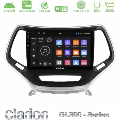 Clarion GL300 Series 4Core Android ClarionOS 2+32GB Jeep Cherokee 2014-2019 Navigation Multimedia Tablet 9" (Ασημί Χρώμα) Με Car