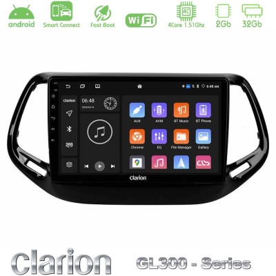 Clarion GL300 Series 4Core Android ClarionOS 2+32GB Jeep Compass 2017 Navigation Multimedia Tablet 10" Με Carplay & Android Auto