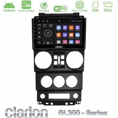 Clarion GL300 Series 4Core Android ClarionOS 2+32GB Jeep Wrangler 2008-2010 Navigation Multimedia Tablet 9" Με Carplay & Android