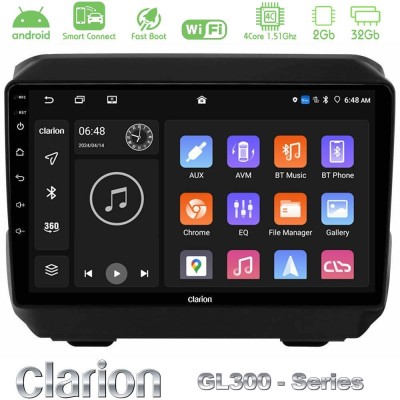 Clarion GL300 Series 4Core Android ClarionOS 2+32GB Jeep Wrangler 2018- Navigation Multimedia Tablet 9" Με Carplay & Android Aut