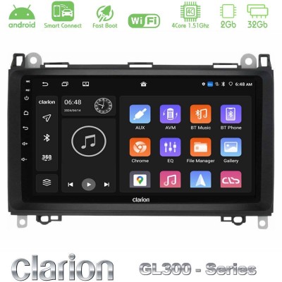 Clarion GL300 Series 4Core Android ClarionOS 2+32GB Mercedes A/B/Vito/Sprinter Class Navigation Multimedia Tablet 9" Με Carplay 