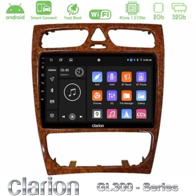 Clarion GL300 Series 4Core Android ClarionOS 2+32GB Mercedes C Class (W203) Navigation Multimedia Tablet 9" (Wooden Style) Με Ca