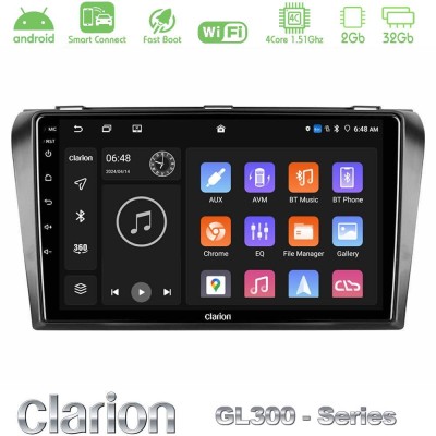 Clarion GL300 Series 4Core Android ClarionOS 2+32GB Mazda 3 2004-2009 Navigation Multimedia Tablet 9" Με Carplay & Android Auto