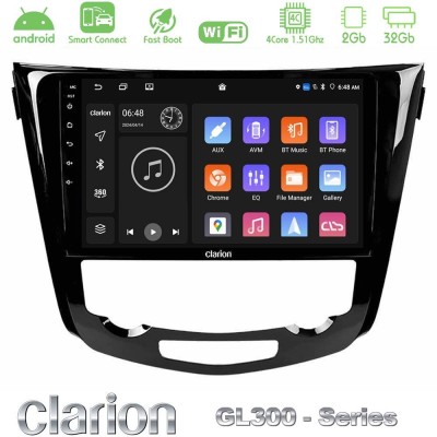 Clarion GL300 Series 4Core Android ClarionOS 2+32GB Nissan Qashqai J11 (AUTO A/C) Navigation Multimedia Tablet 10" Με Carplay & 