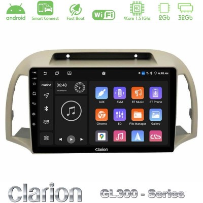 Clarion GL300 Series 4Core Android ClarionOS 2+32GB Nissan Micra K12 2002-2010 Navigation Multimedia Tablet 9" Με Carplay & Andr