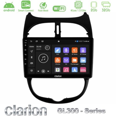 Clarion GL300 Series 4Core Android ClarionOS 2+32GB Peugeot 206 Navigation Multimedia Tablet 9" Με Carplay & Android Auto