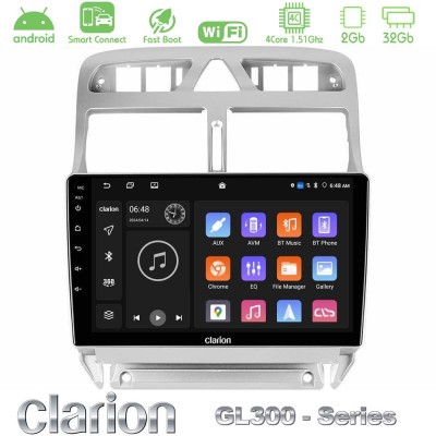 Clarion GL300 Series 4Core Android ClarionOS 2+32GB Peugeot 307 2002-2008 Navigation Multimedia Tablet 9" Με Carplay & Android A