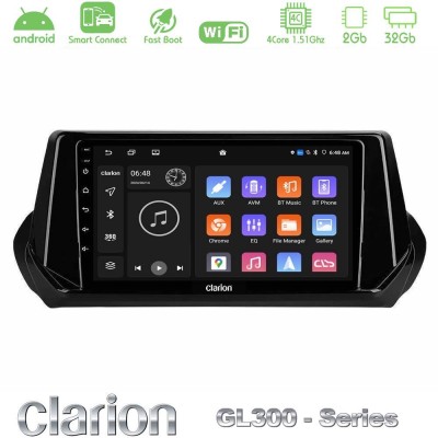 Clarion GL300 Series 4Core Android ClarionOS 2+32GB Peugeot 208 2019-2023 Navigation Multimedia Tablet 9" Με Carplay & Android A