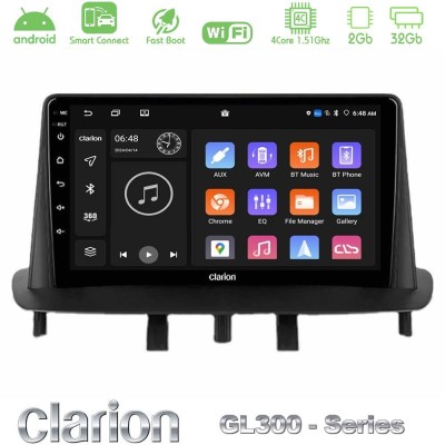 Clarion GL300 Series 4Core Android ClarionOS 2+32GB Renault Megane 3 2009-2015 Navigation Multimedia Tablet 9" Με Carplay & Andr