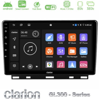 Clarion GL300 Series 4Core Android ClarionOS 2+32GB Renault Clio 5 2020-2025 Navigation Multimedia Tablet 9" Με Carplay & Androi