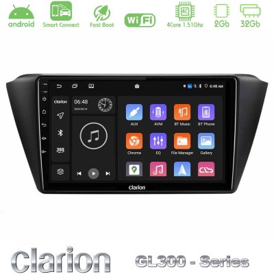 Clarion GL300 Series 4Core Android ClarionOS 2+32GB Skoda Fabia 2015-2021 Navigation Multimedia Tablet 9" Με Carplay & Android A