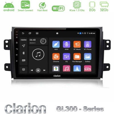 Clarion GL300 Series 4Core Android ClarionOS 2+32GB Suzuki SX4 2006-2014 Fiat Sedici 2006-2014 Navigation Multimedia Tablet 9" Μ