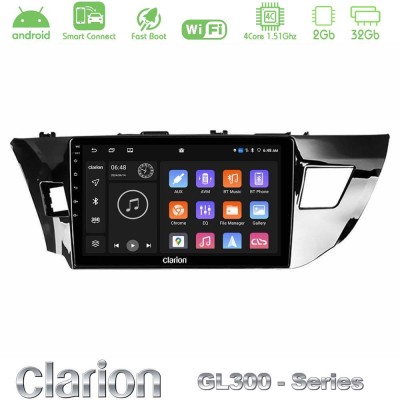Clarion GL300 Series 4Core Android ClarionOS 2+32GB Toyota Corolla 2014-2016 Navigation Multimedia Tablet 10" Με Carplay & Andro