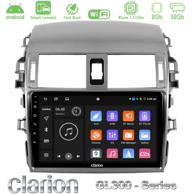 Clarion GL300 Series 4Core Android ClarionOS 2+32GB Toyota Corolla 2008-2010 Navigation Multimedia Tablet 9" Με Carplay & Androi