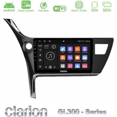 Clarion GL300 Series 4Core Android ClarionOS 2+32GB Toyota Corolla 2017-2018 Navigation Multimedia Tablet 10" Με Carplay & Andro
