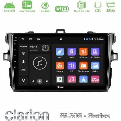 Clarion GL300 Series 4Core Android ClarionOS 2+32GB Toyota Corolla 2007-2012 Navigation Multimedia Tablet 9" Με Carplay & Androi