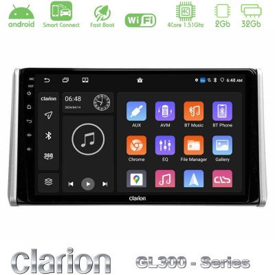 Clarion GL300 Series 4Core Android ClarionOS 2+32GB Toyota RAV4 2019-2023 Navigation Multimedia Tablet 10" Με Carplay & Android 
