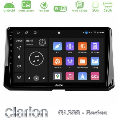 Clarion GL300 Series 4Core Android ClarionOS 2+32GB Toyota Corolla 2019-2022 Navigation Multimedia Tablet 10" Με Carplay & Andro