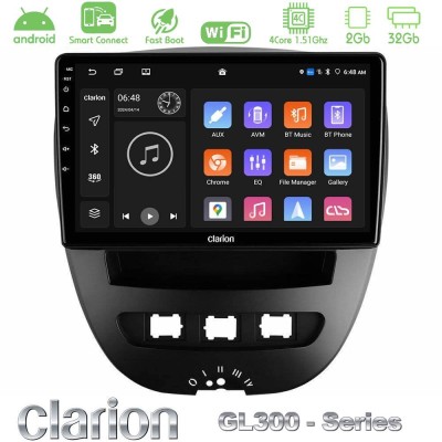 Clarion GL300 Series 4Core Android ClarionOS 2+32GB Toyota Aygo/Citroen C1/Peugeot 107 Navigation Multimedia Tablet 10" Με Carpl