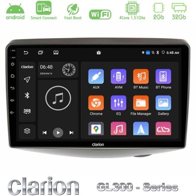 Clarion GL300 Series 4Core Android ClarionOS 2+32GB Toyota Yaris 1999 - 2006 Navigation Multimedia Tablet 9" Με Carplay & Androi
