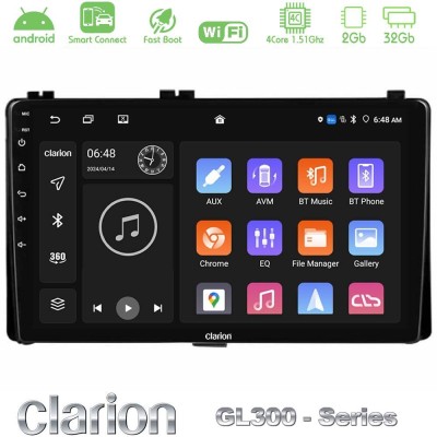 Clarion GL300 Series 4Core Android ClarionOS 2+32GB Toyota Corolla/Auris 2017-2019 Navigation Multimedia Tablet 9" Με Carplay & 