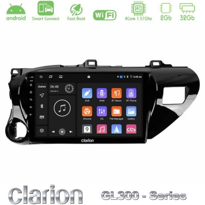 Clarion GL300 Series 4Core Android ClarionOS 2+32GB Toyota Hilux 2017-2021 Navigation Multimedia Tablet 10" Με Carplay & Android