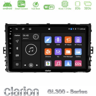 Clarion GL300 Series 4Core Android ClarionOS 2+32GB VW MQB 2017- Navigation Multimedia Tablet 9" Με Carplay & Android Auto
