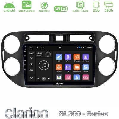 Clarion GL300 Series 4Core Android ClarionOS 2+32GB VW Tiguan Navigation Multimedia Tablet 9" (23mm alarm button) Με Carplay & A