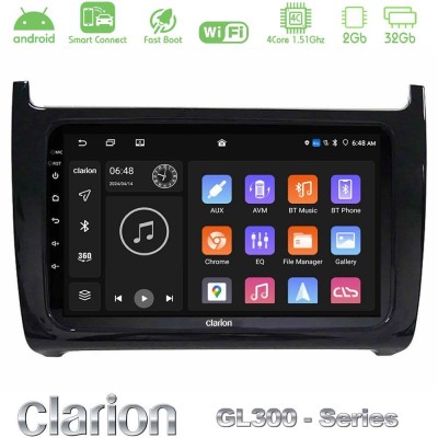 Clarion GL300 Series 4Core Android ClarionOS 2+32GB Vw Polo 2009-2014 Navigation Multimedia Tablet 9" Με Carplay & Android Auto