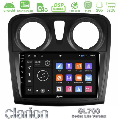 Clarion GL700 Lite Series 8Core Android ClarionOS 2+32GB Dacia Sandero 2014-2020 Navigation Multimedia Tablet 9" Με Carplay & An