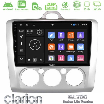 Clarion GL700 Lite Series 8Core Android ClarionOS 2+32GB Ford Focus Manual AC Navigation Multimedia Tablet 9" Με Carplay & Andro