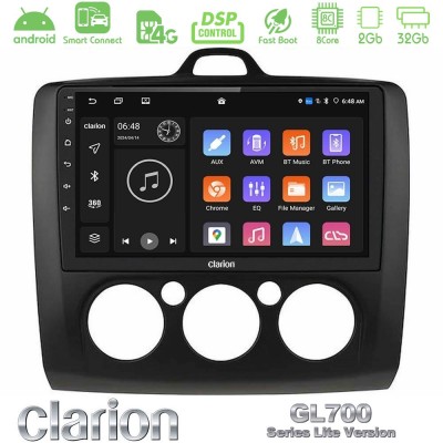 Clarion GL700 Lite Series 8Core Android ClarionOS 2+32GB Ford Focus Manual AC Navigation Multimedia Tablet 9" (Μαύρο Χρώμα) Με C