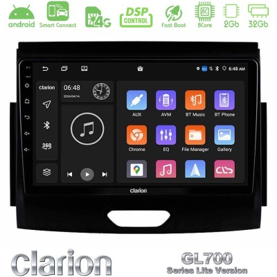 Clarion GL700 Lite Series 8Core Android ClarionOS 2+32GB Ford Ranger 2017-2022 Navigation Multimedia Tablet 9" Με Carplay & Andr