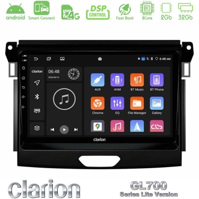 Clarion GL700 Lite Series 8Core Android ClarionOS 2+32GB Ford Ranger 2017-2022 Navigation Multimedia Tablet 9" Με Carplay & Andr