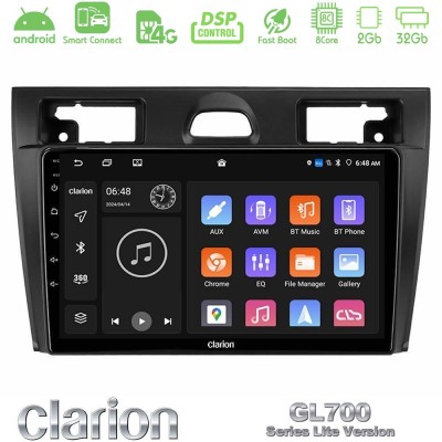 Clarion GL700 Lite Series 8Core Android ClarionOS 2+32GB Ford Fiesta/Fusion Navigation Multimedia Tablet 9" Με Carplay & Android