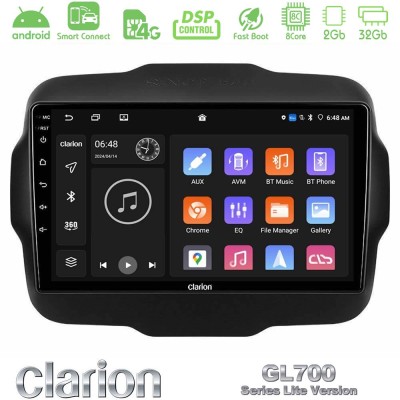 Clarion GL700 Lite Series 8Core Android ClarionOS 2+32GB Jeep Renegade 2015-2019 Navigation Multimedia Tablet 9" Με Carplay & An