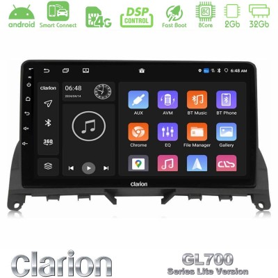 Clarion GL700 Lite Series 8Core Android ClarionOS 2+32GB Mercedes C Class W204 Navigation Multimedia Tablet 9" Με Carplay & Andr