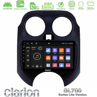Clarion GL700 Lite Series 8Core Android ClarionOS 2+32GB Nissan Micra 2011-2014 Navigation Multimedia Tablet 9" Με Carplay & And