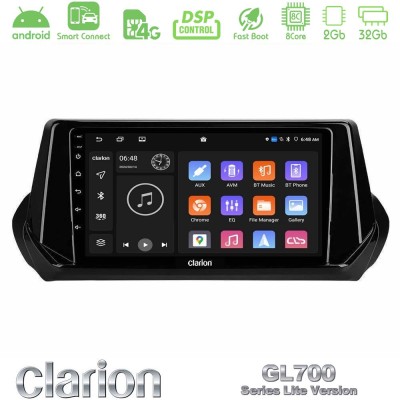 Clarion GL700 Lite Series 8Core Android ClarionOS 2+32GB Peugeot 208 2019-2023 Navigation Multimedia Tablet 9" Με Carplay & Andr