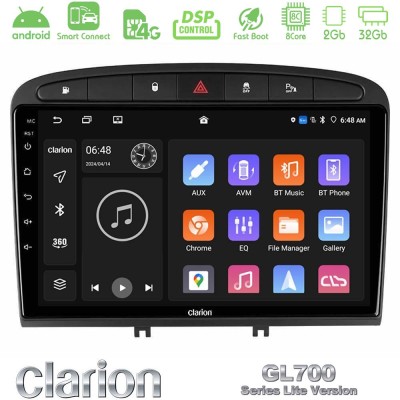 Clarion GL700 Lite Series 8Core Android ClarionOS 2+32GB Peugeot 308/RCZ Navigation Multimedia Tablet 9" Με Carplay & Android Au
